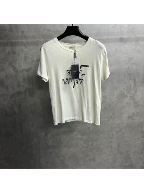 SAINT LAURENT Saint Laurent White Lightning-Letter Print Pullover T-Shirt