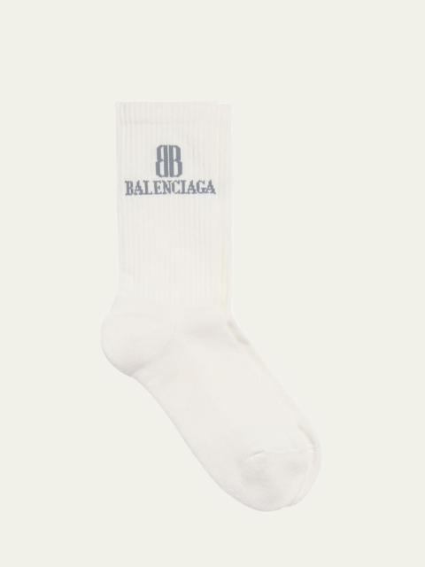 BALENCIAGA Men's Intarsia BB Logo Crew Socks