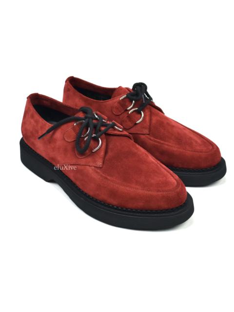 SAINT LAURENT Saint Laurent Red Suede Teddy 10 Derby Shoes NWT