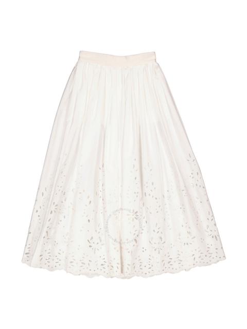 Chloé Chloe Ladies White Embroidered Mid-Length Skirt