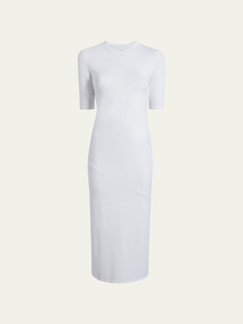 Another Tomorrow Fitted Midi Dress w/ Elbow Sleeves