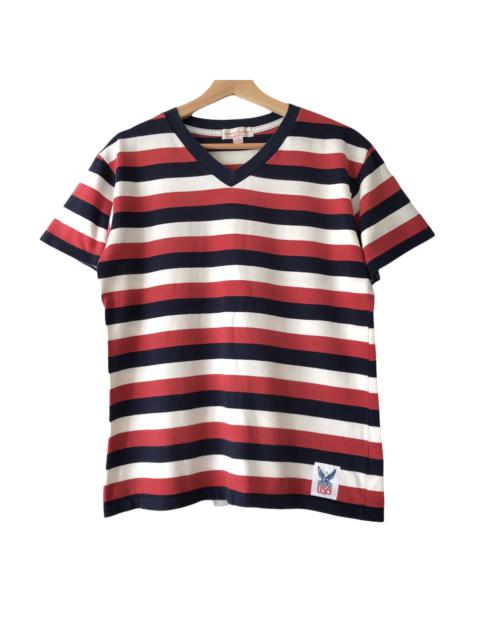 Other Designers Japanese Brand - Authentic Standard California Japan Basic V-Neck Stripe Tee