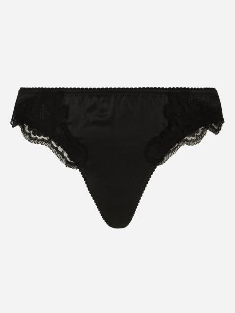 Dolce & Gabbana Satin thong with lace