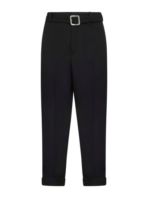Jil Sander Black wool gabardine belted trousers