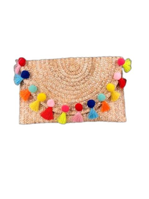 Other Designers Pom Pom Straw Clutch