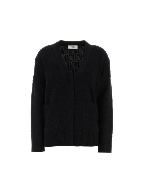 FENDI FENDI Black Wool Blend Cardigan New & Authentic (Women's siz