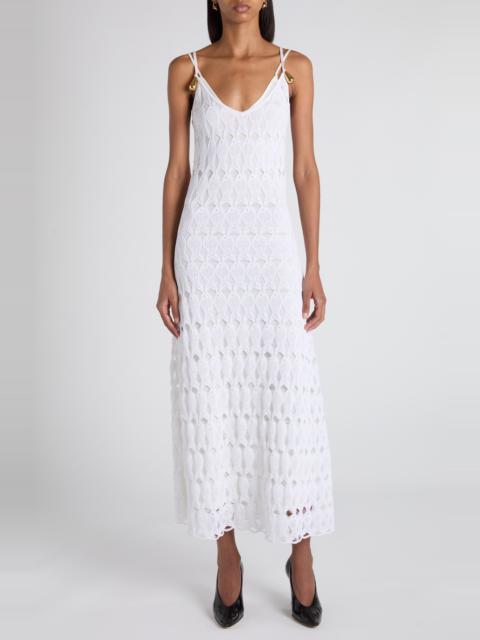 Bottega Veneta Bottega Veneta Cotton & Silk Fish Lace Slipdress in 9071 Chalk at Nordstrom