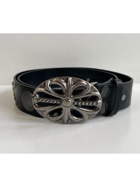 Streetwear - 110 cm skeleton chrome cross studded goth emo black belt
