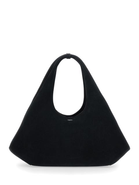 COPERNI Coperni Women Black Shoulder Bag With Top Handle And Logo Lettering On The Front In Suede Woman