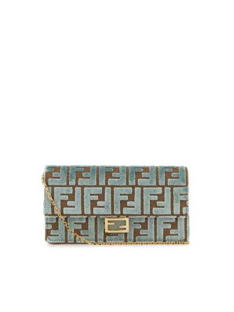FENDI Baguette embroidered canvas clutch bag