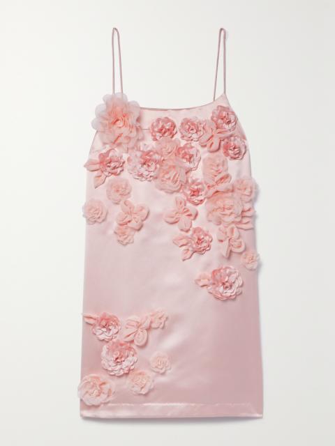 LoveShackFancy Mensa Appliquéd Satin Mini Dress