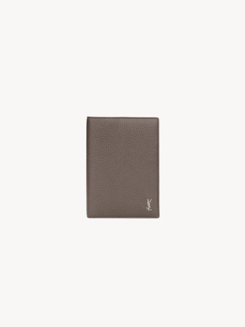 SAINT LAURENT TINY CASSANDRE PASSPORT CASE IN GRAINED LEATHER