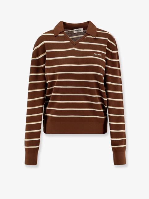 Miu Miu Miu Miu Striped Cotton Polo Shirt