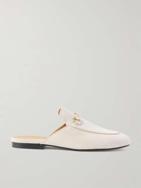 Princetown horsebit-detailed suede slippers White