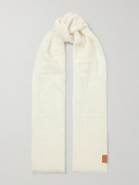 Loewe Frayed Wool And Silk-blend Jacquard Scarf