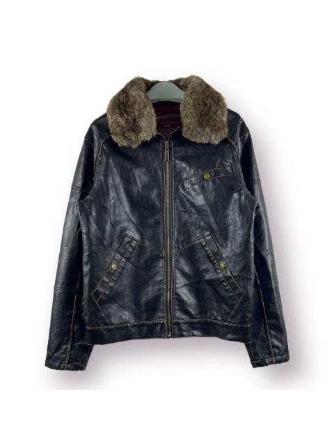 Other Designers Vintage - R.C.C Composition Leather biker jacket removable fur collar