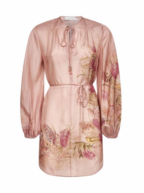 Zimmermann Pink Botanical Floral silk habotai Cascadian tunic top