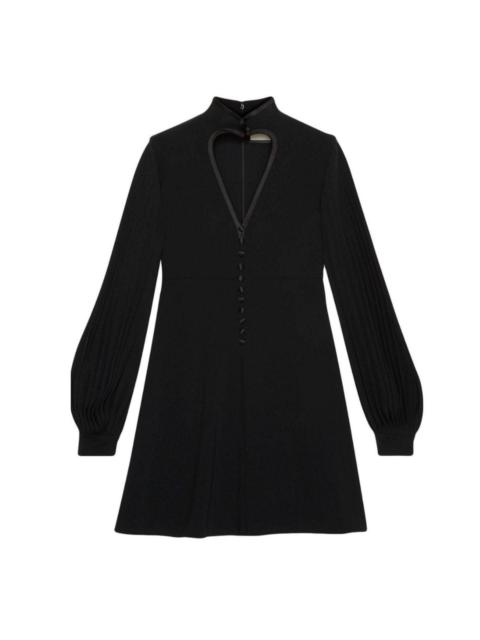 GUCCI Heart Cutout Pleated Crepe Dress