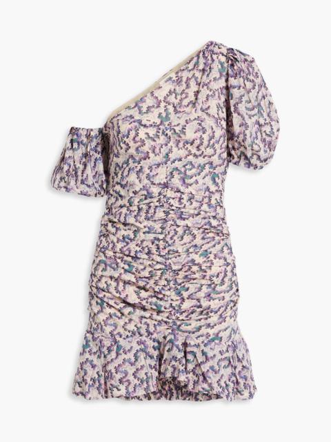 Isabel Marant Étoile Lecia one-shoulder ruched printed cotton-voile mini dress