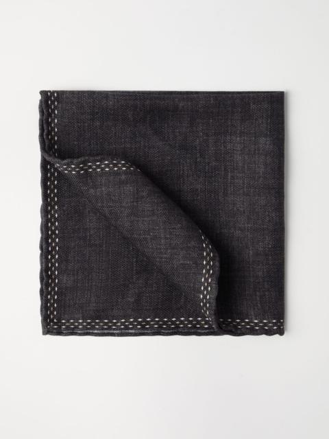 Brunello Cucinelli Silk pocket square with printed logo