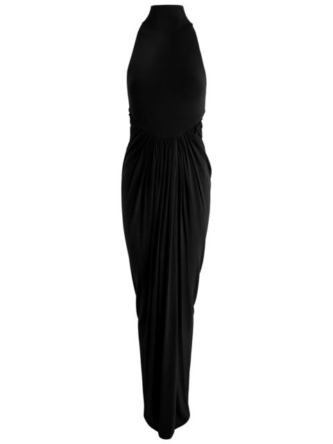 Draped stretch-jersey maxi dress