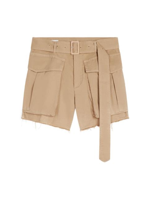 Cropped leather cargo shorts