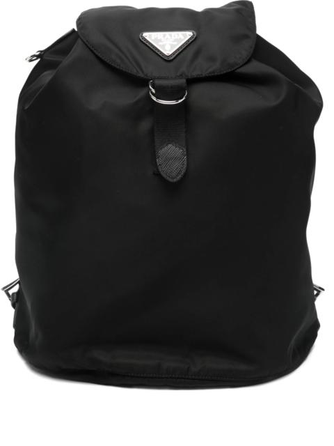 Prada Prada Logo Plaque Drawstring Backpack
