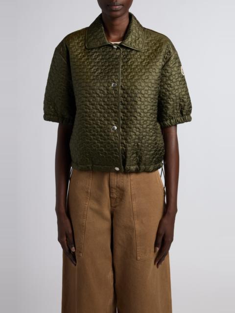 Moncler Moncler Flower Quilted Short Sleeve Jacket in Deep Depths at Nordstrom