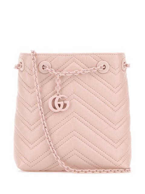 GUCCI Gucci Women Pink Leather Micro Gg Marmont Bucket Bag