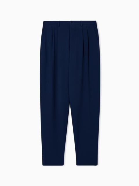 GIORGIO ARMANI STRETCH WOOL SEERSUCKER DOUBLE-PLEAT TROUSERS