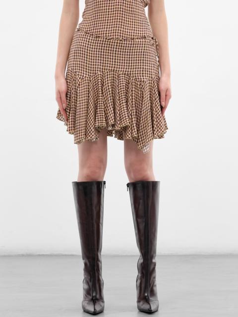 KNWLS Beige Tess Plaid Mini Skirt