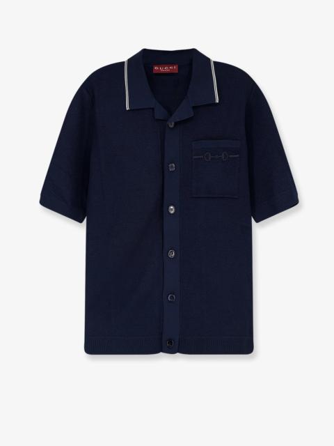GUCCI Gucci Men Viscose Blend Polo Shirt With Front Horsebit Embroidery