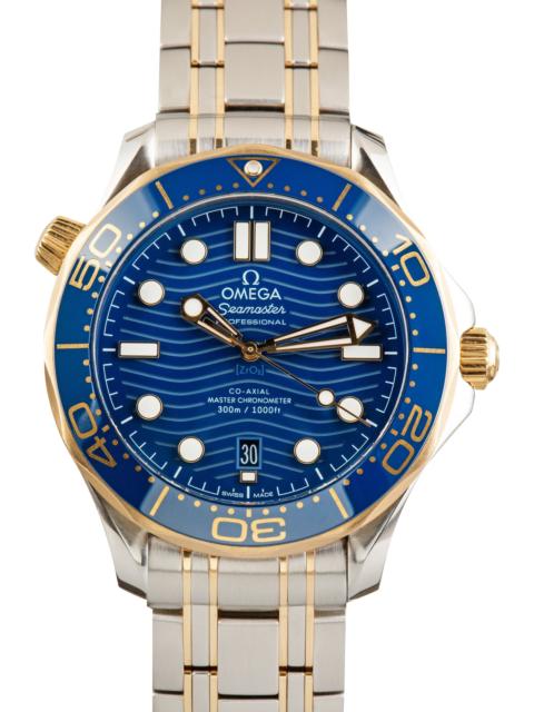 OMEGA Pre-Owned Yellow Gold & Steel Omega Seamaster Diver 300M Blue Dial