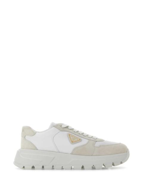 Prada Prada Women White Suede And Re-Nylon Sneakers