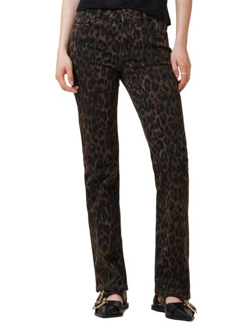 ALLSAINTS AllSaints Haldan Leopard Print Slim Bootcut Jeans in Leppo Brown at Nordstrom