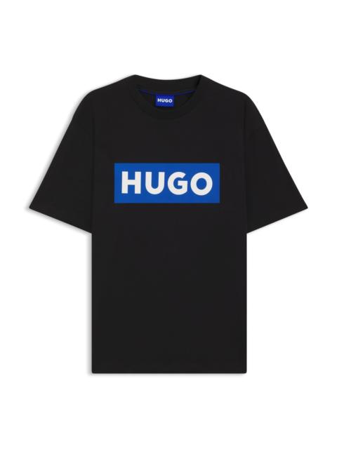 HUGO COTTON-JERSEY T-SHIRT WITH BLUE LOGO