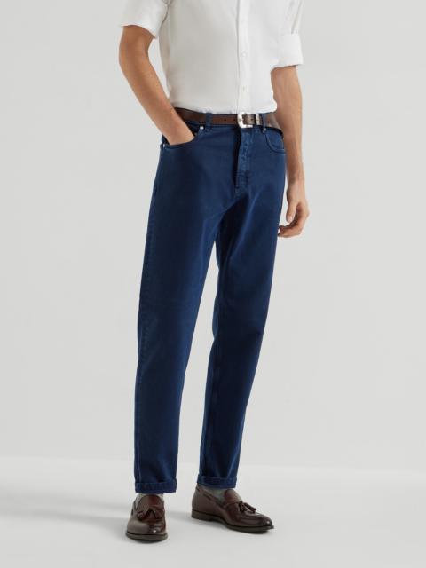 Brunello Cucinelli Garment-dyed iconic fit five-pocket trousers in denim