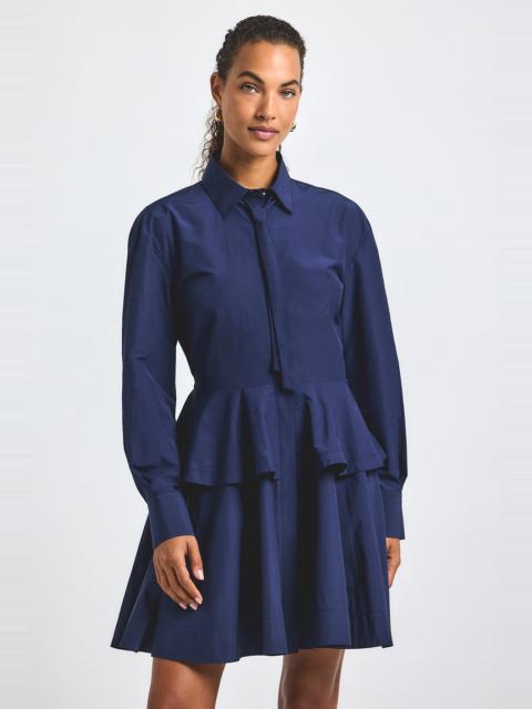 DEREK LAM 10 CROSBY AZUREN COTTON POLY PEPLUM SHIRT DRESS