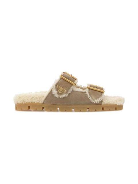 Prada Sand Suede Slippers