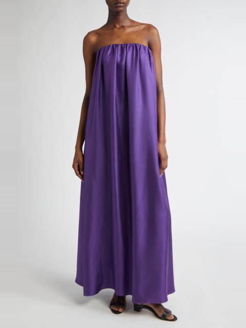 Max Mara Max Mara Edda Strapless Silk Twill Dress in Purple at Nordstrom
