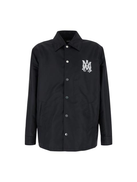 Black Jacket With Contrasting Logo Embroidery In Nylon Man