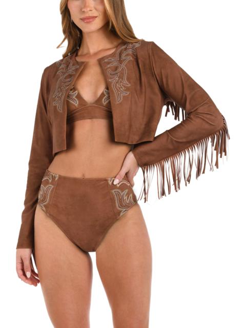 L'AGENCE L'AGENCE Adeline Bolero Crop Cover-Up Jacket in Bronze at Nordstrom