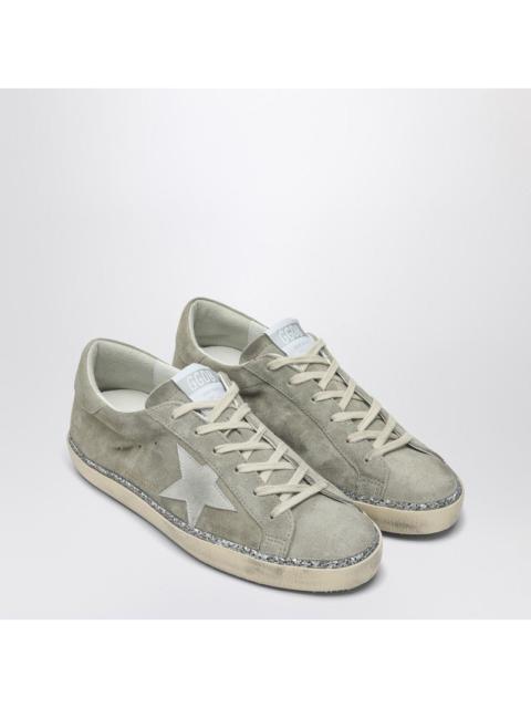 Golden Goose Gray suede sneaker super-star with glitter