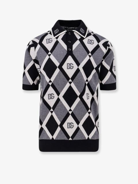 Dolce & Gabbana Dolce & Gabbana Virgin Wool Polo Shirt With Geometric Print
