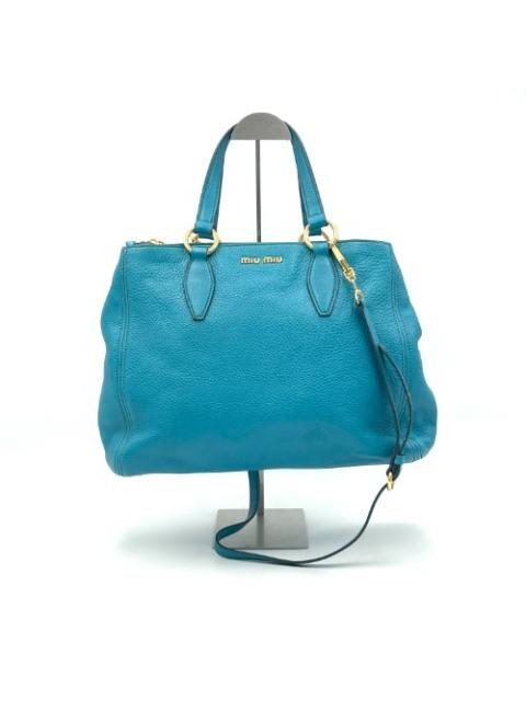Other Designers Miu - Miu Miu Aqua Blue Leather Two-Way Bag