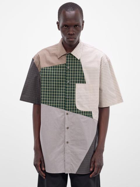 Song for the Mute Patchwork Plaid Cotton Button-Up Shirt