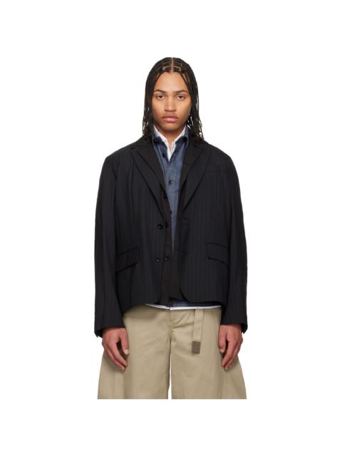 sacai Black Chalk Stripe Blazer