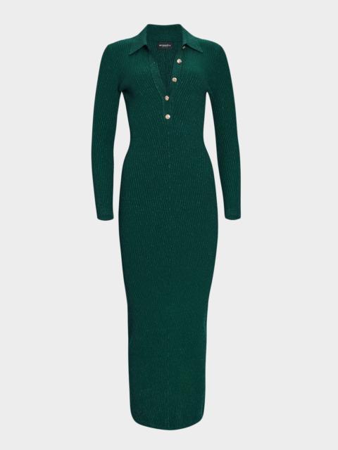 RETROFÊTE Buffy Sparkly Knit Long-Sleeve Midi Dress