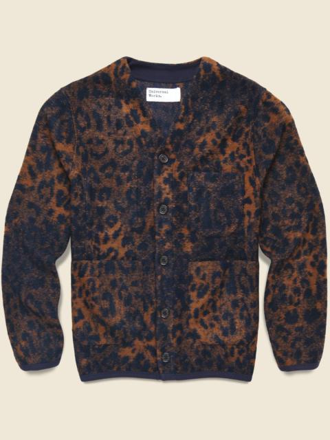 Universal Works Wool Fleece Cardigan - Night Leopard