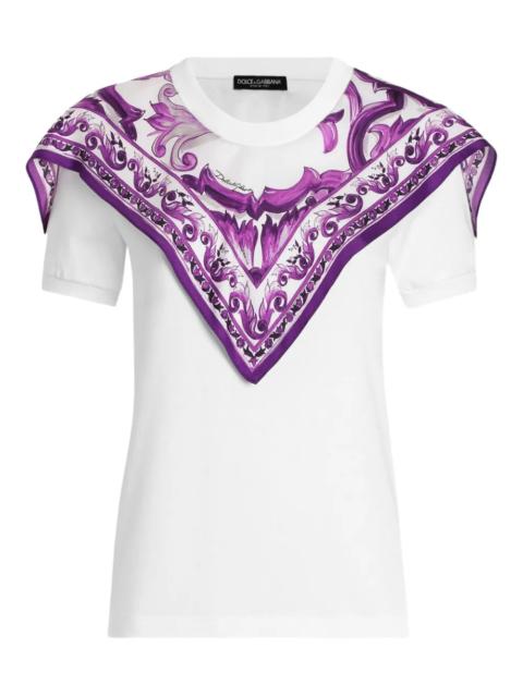 Dolce & Gabbana Cotton T-Shirt With Scarf-Style Inserts